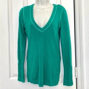 V-Neck Long Sleeve Sweater in Teal